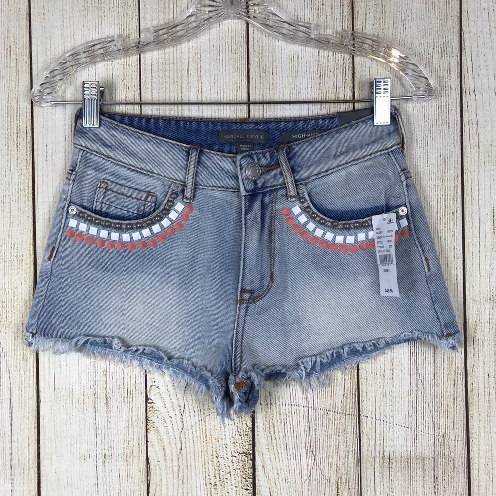 Kendall & Kylie High Rise Frayed Hem Shorts Size 1‎